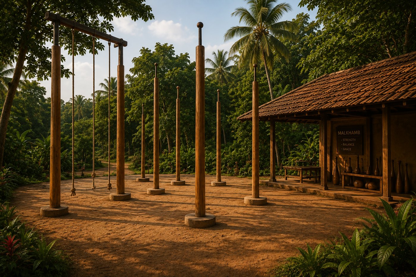 Concept render: malkhamb and traditional training poles